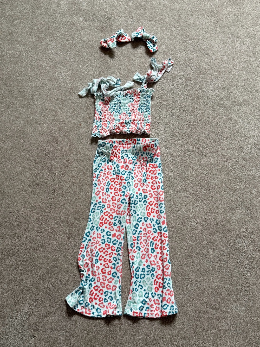 Two-Piece Matching patriotic leopard Set